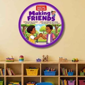Making friends Round poster social skills