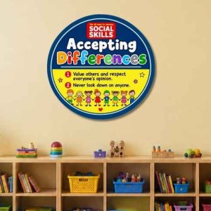 Accepting differences social skills round poster