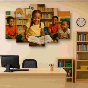 Story time Ready to use 5 panel canvas wall art