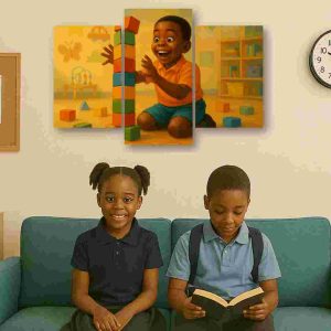 Building blocks ready to use 3 panel canvas wall art