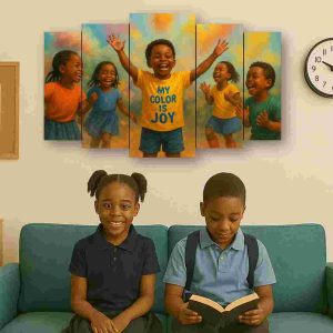 My color is joy ready to use 5 panel canvas wall art